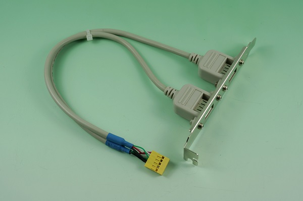 GR10614-004  Dual 2 ports USB A 母 to PH2.54 HSG with Bracket 1